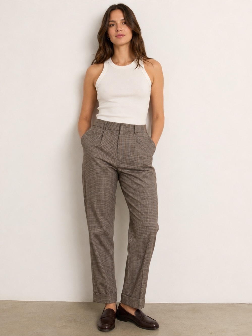 Club Monaco Cotton Checkered Houndstooth Plaid Dress Pants Sz-29 Preppy Academia